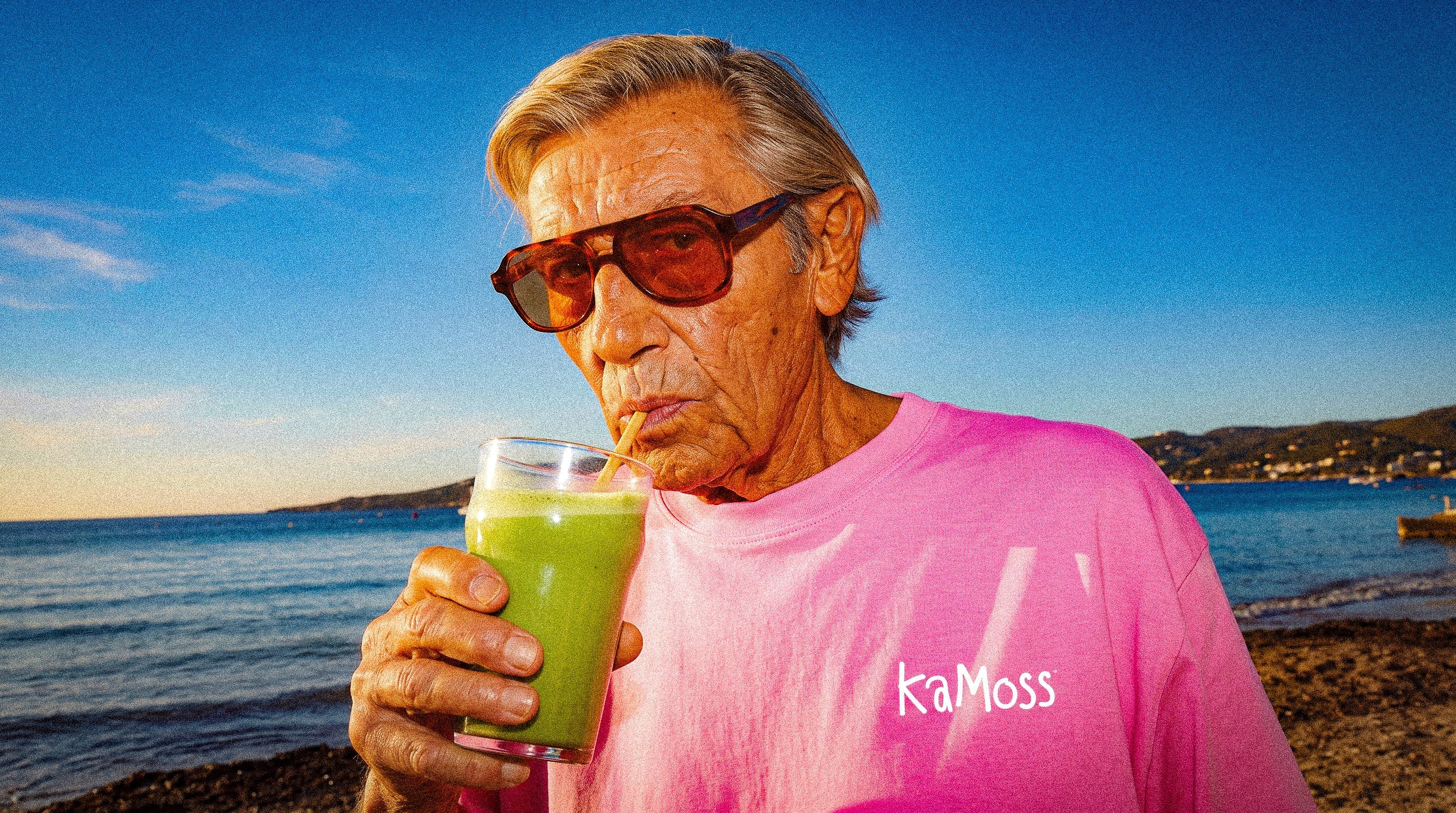 Enjoying a fresh KaMoss matcha drink outdoors