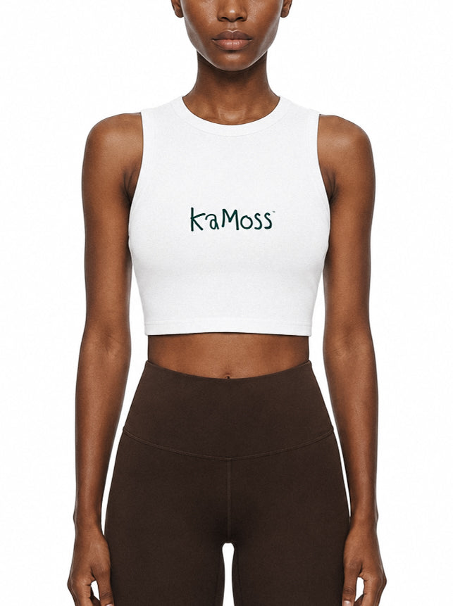 White Rib Crop Tank