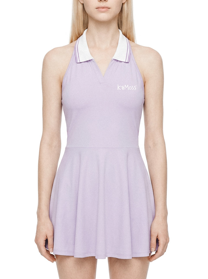 Women's Collared Halter A-Line Tennis Dress